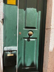 A green door in Lisbon.