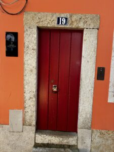 A red door in Lisbon.
