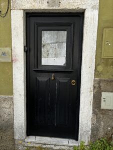 A black door in Lisbon.