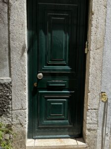 A green door in Lisbon.