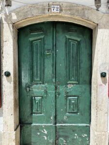 A green door in Lisbon.